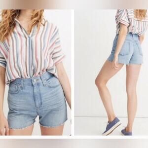 Madewell The Perfect Jean Short Raw Hem Light Wash High Rise 27